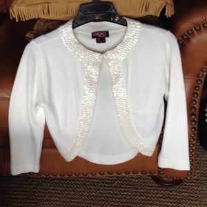 XOXO White Beaded Shrug